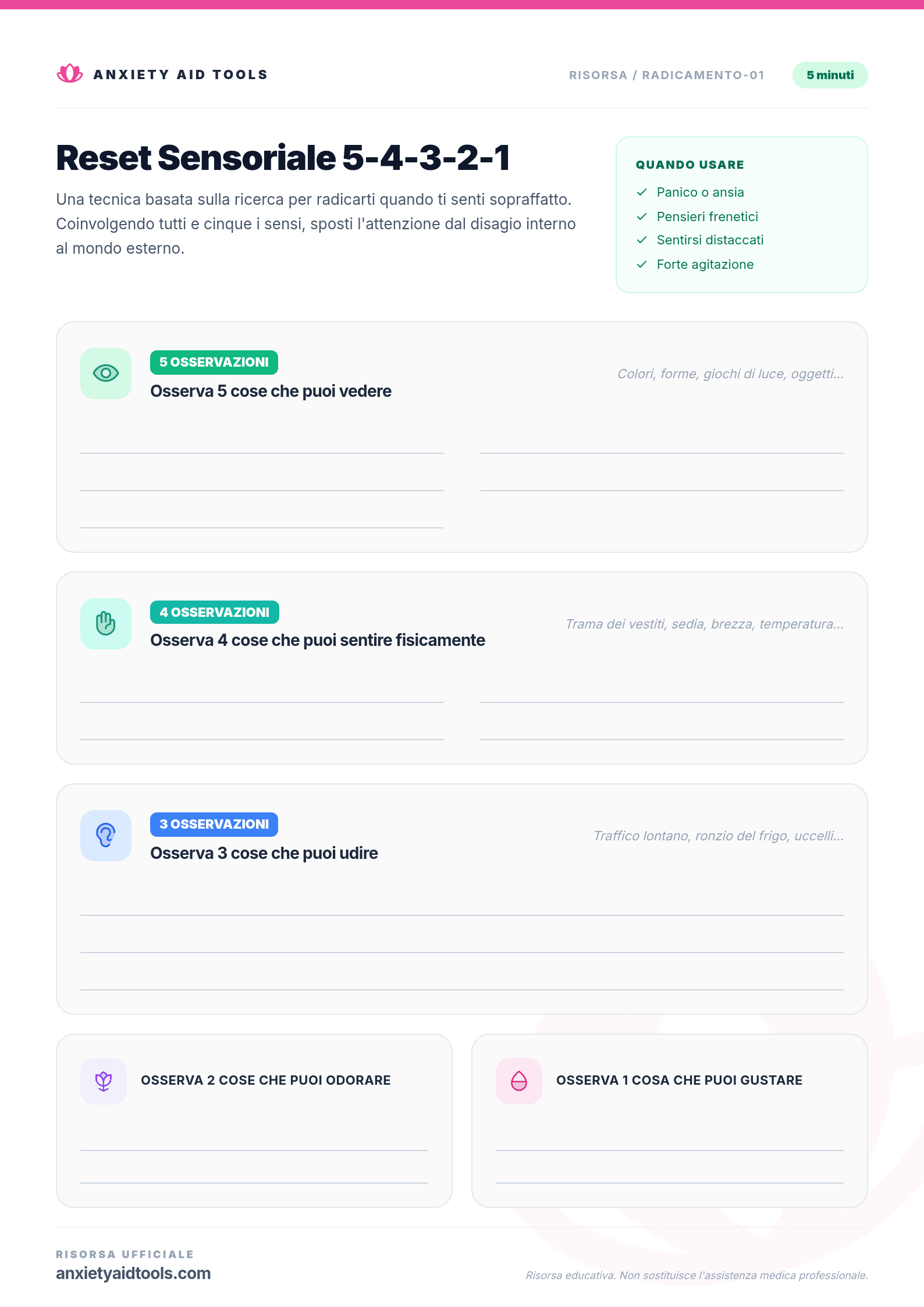 Reset Sensoriale 5-4-3-2-1