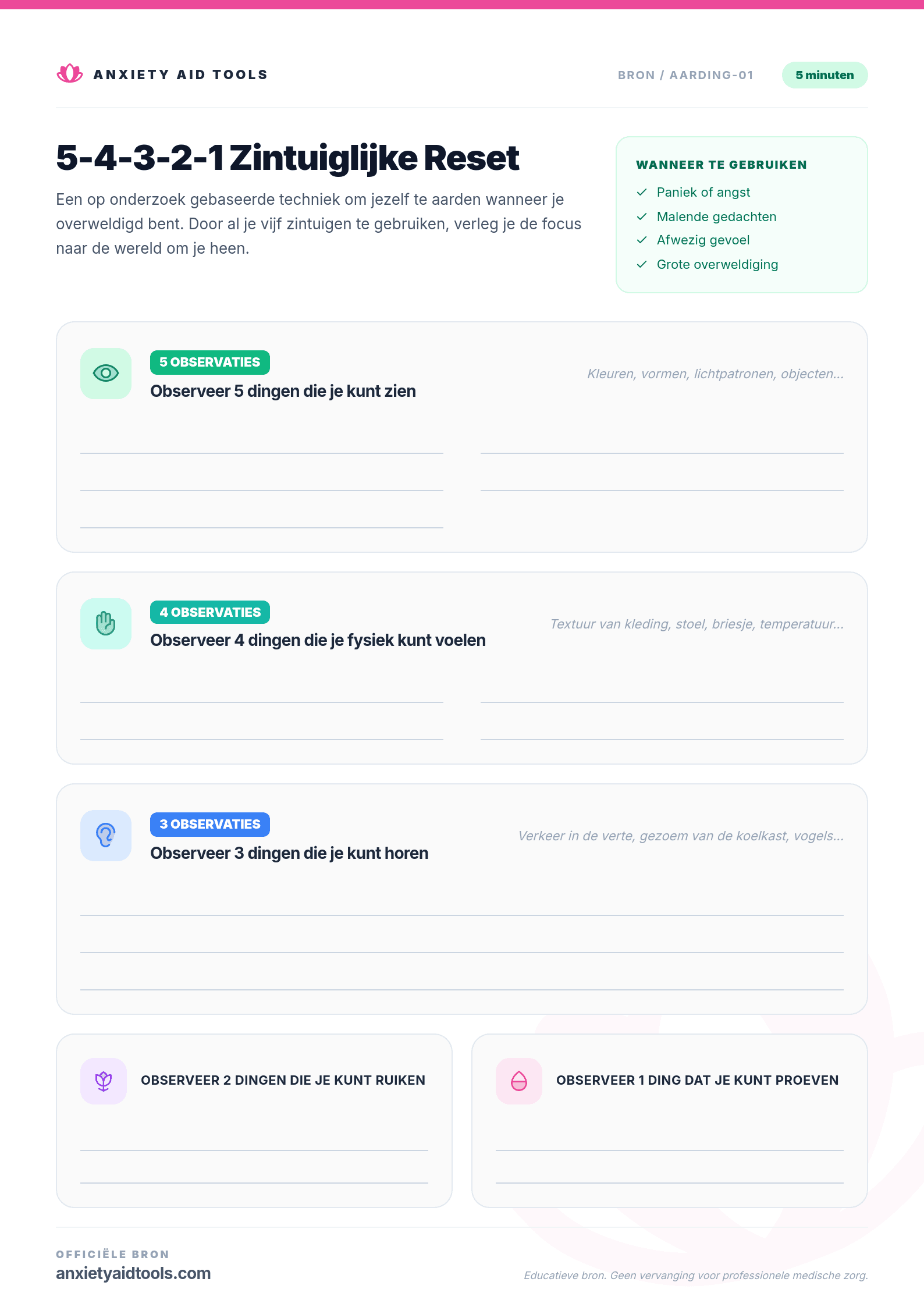 5-4-3-2-1 Sensoriële Reset