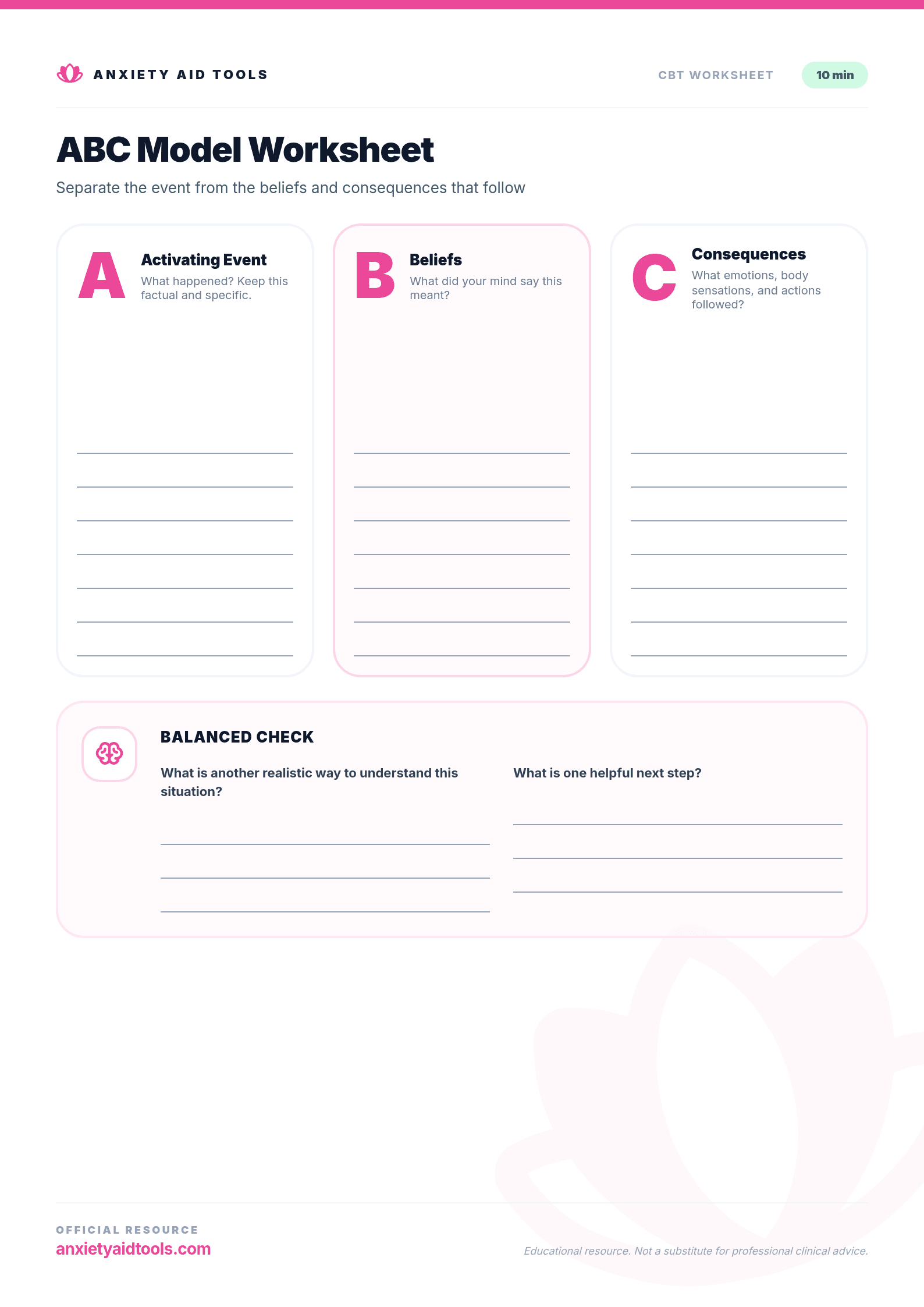 ABC Model Worksheet