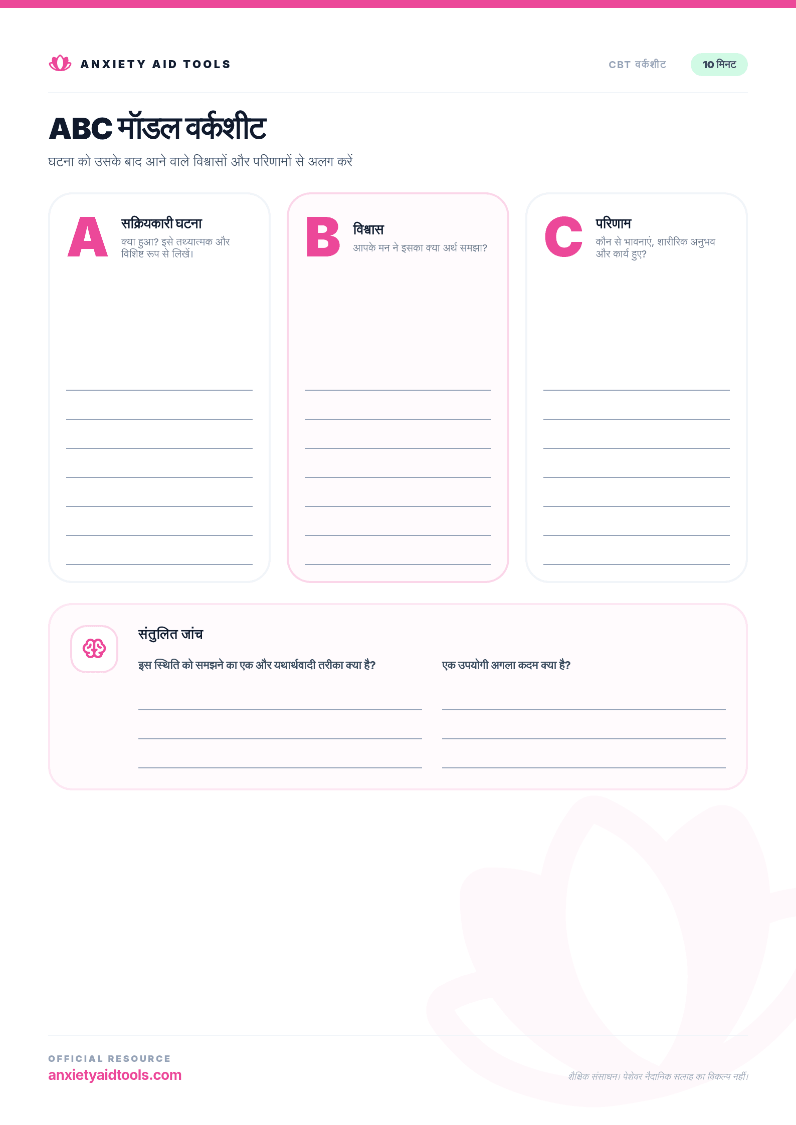 ABC Model Worksheet