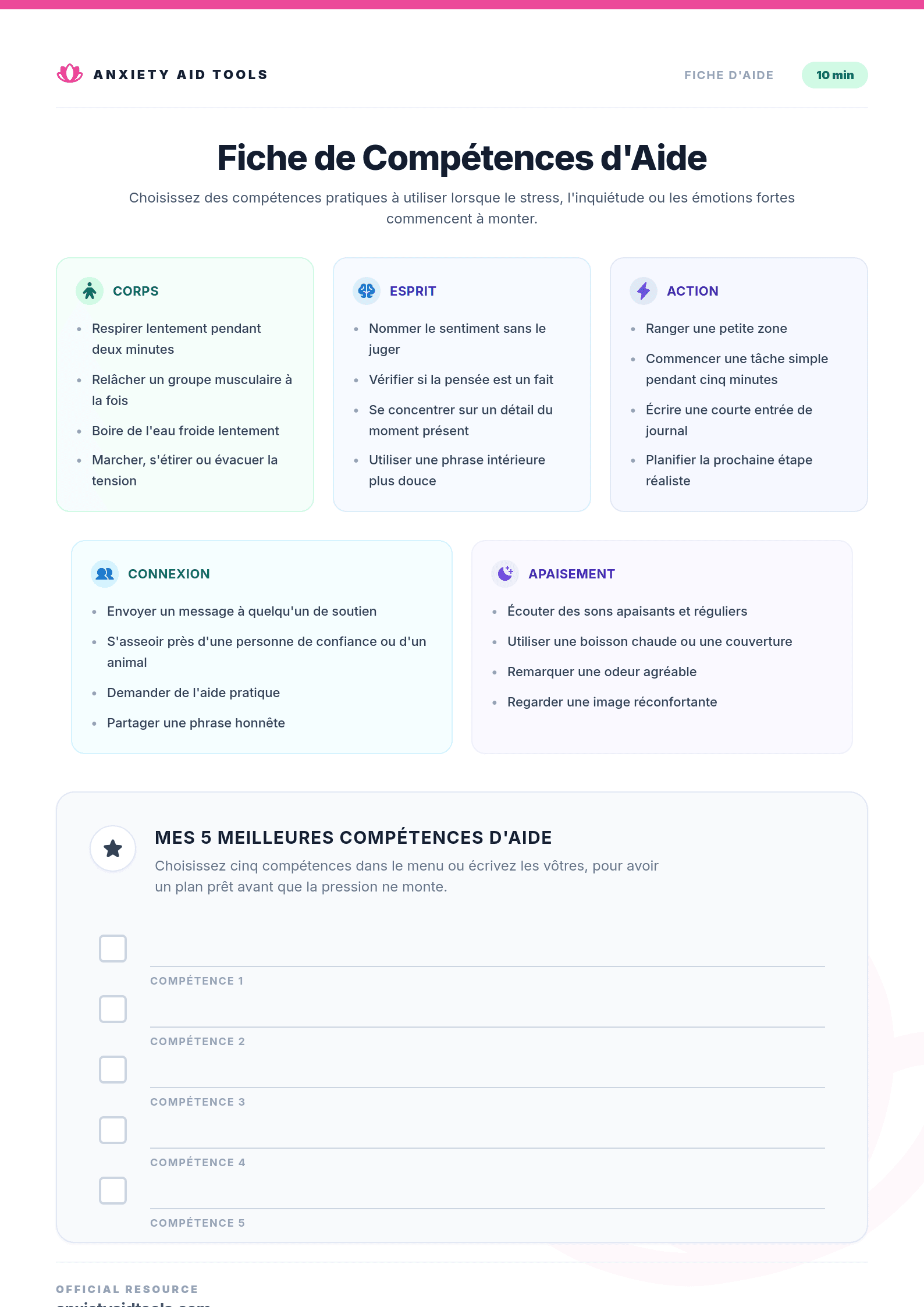 Fiche de Compétences d'Adaptation