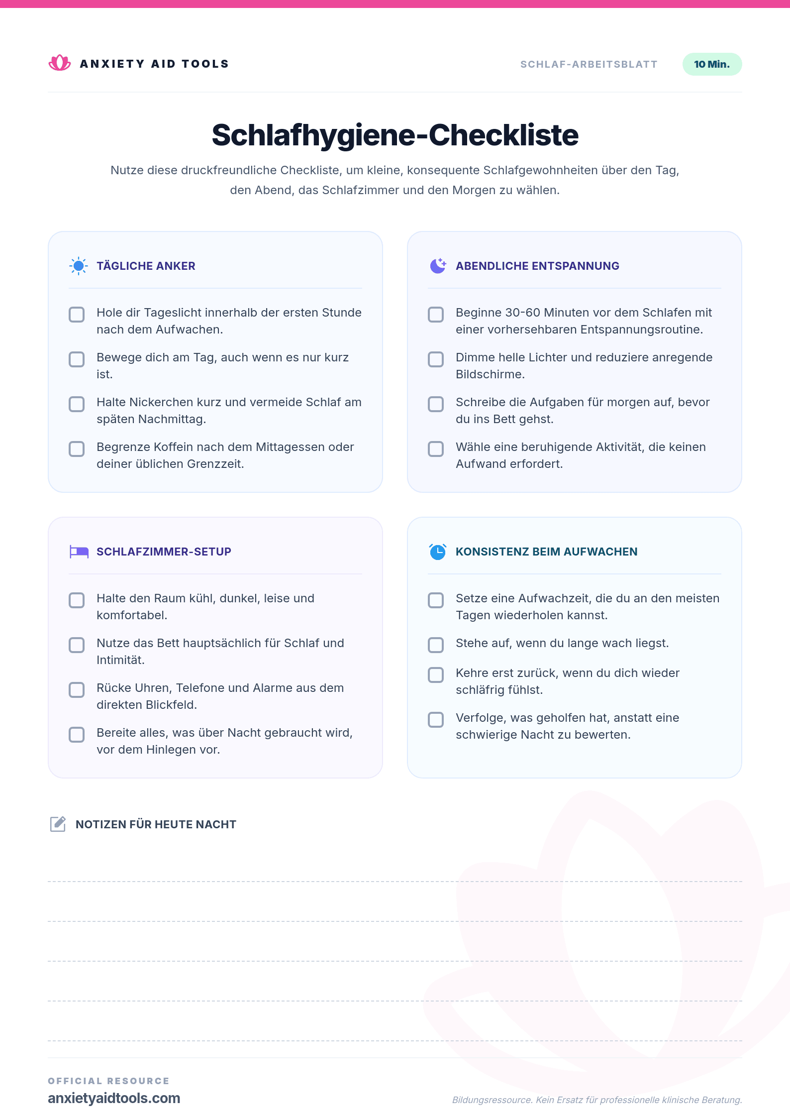 Schlafhygiene-Checkliste