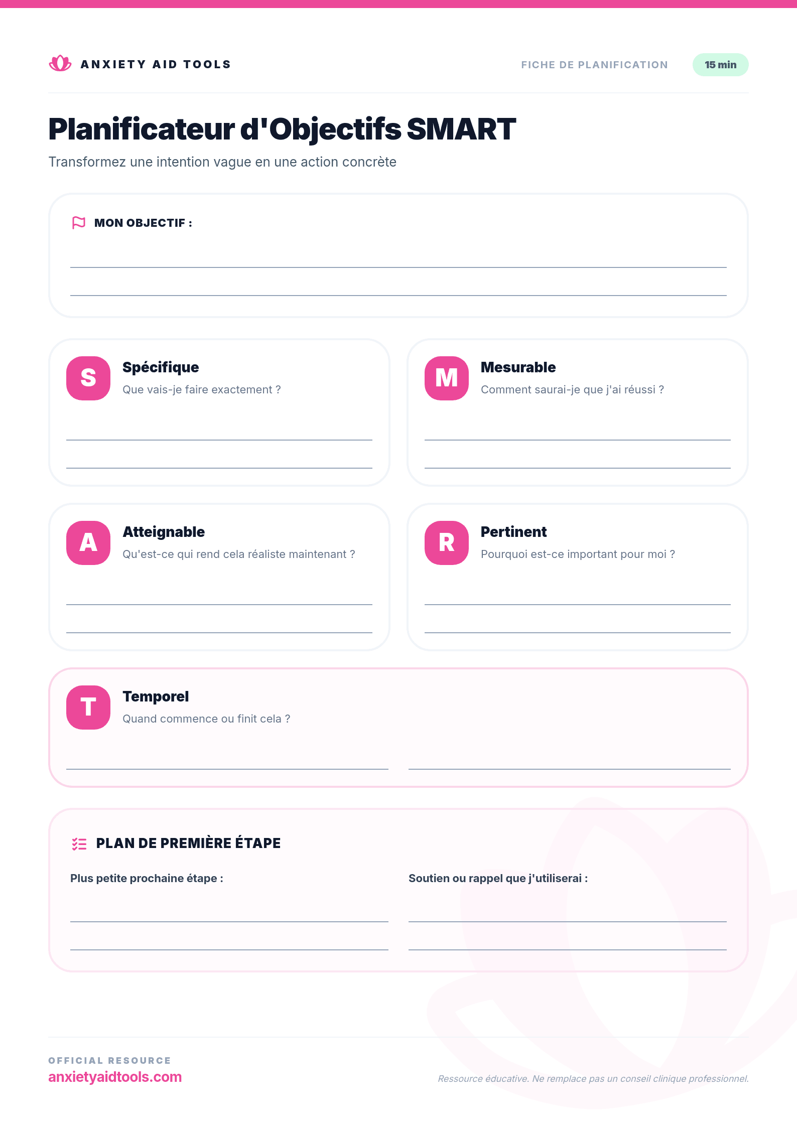 Planificateur d'Objectifs SMART