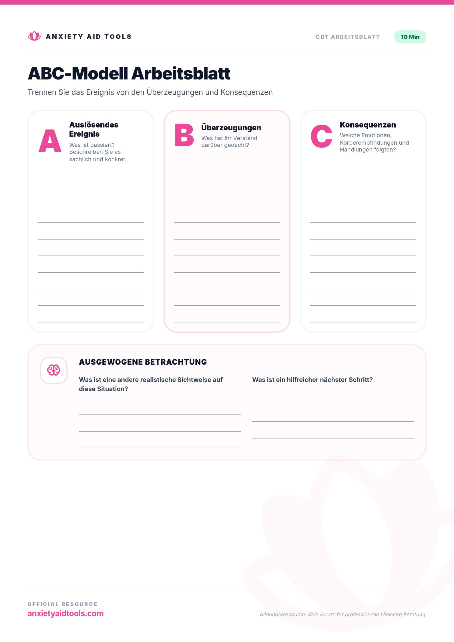 ABC-Modell Arbeitsblatt