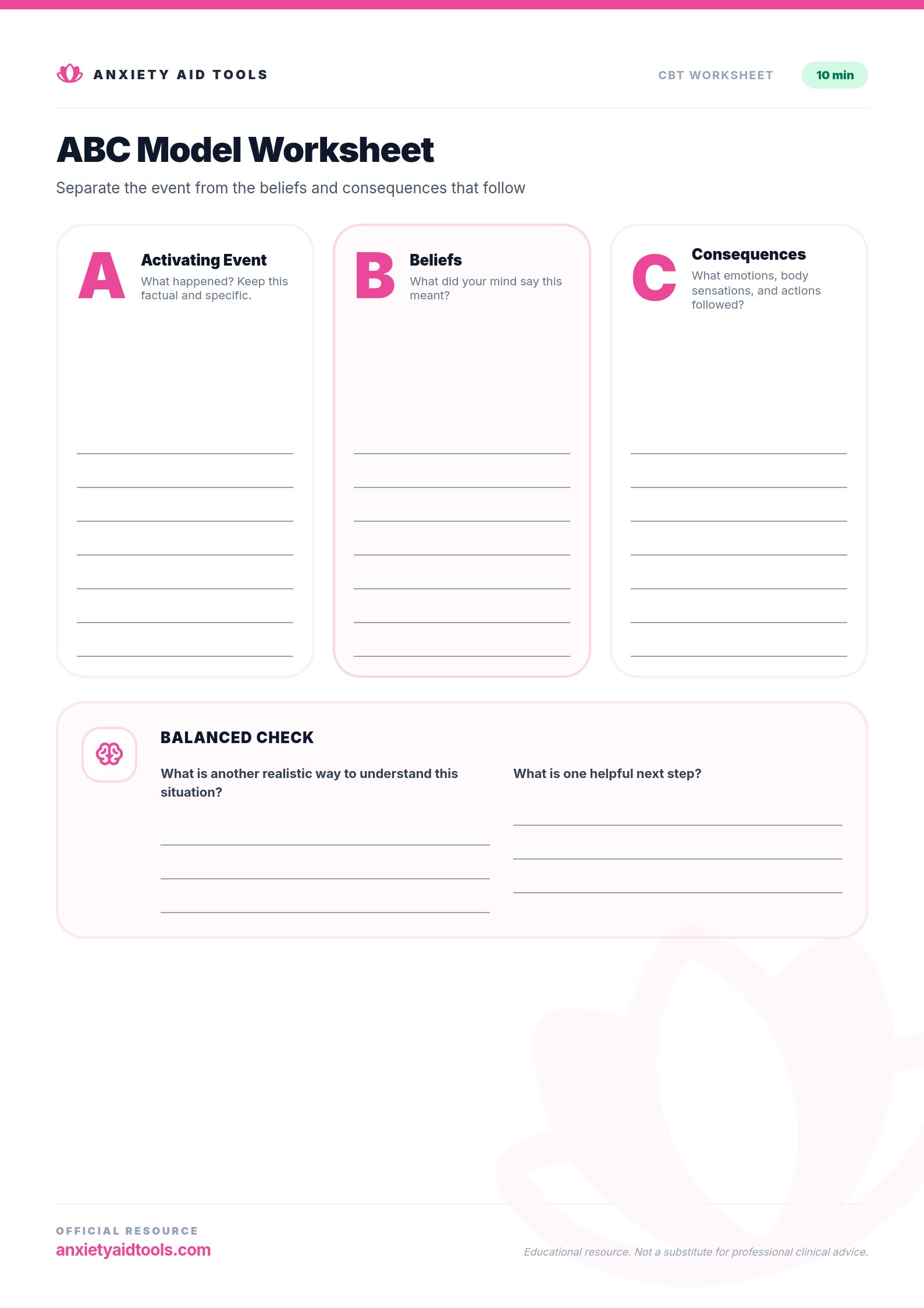 ABC Model Worksheet