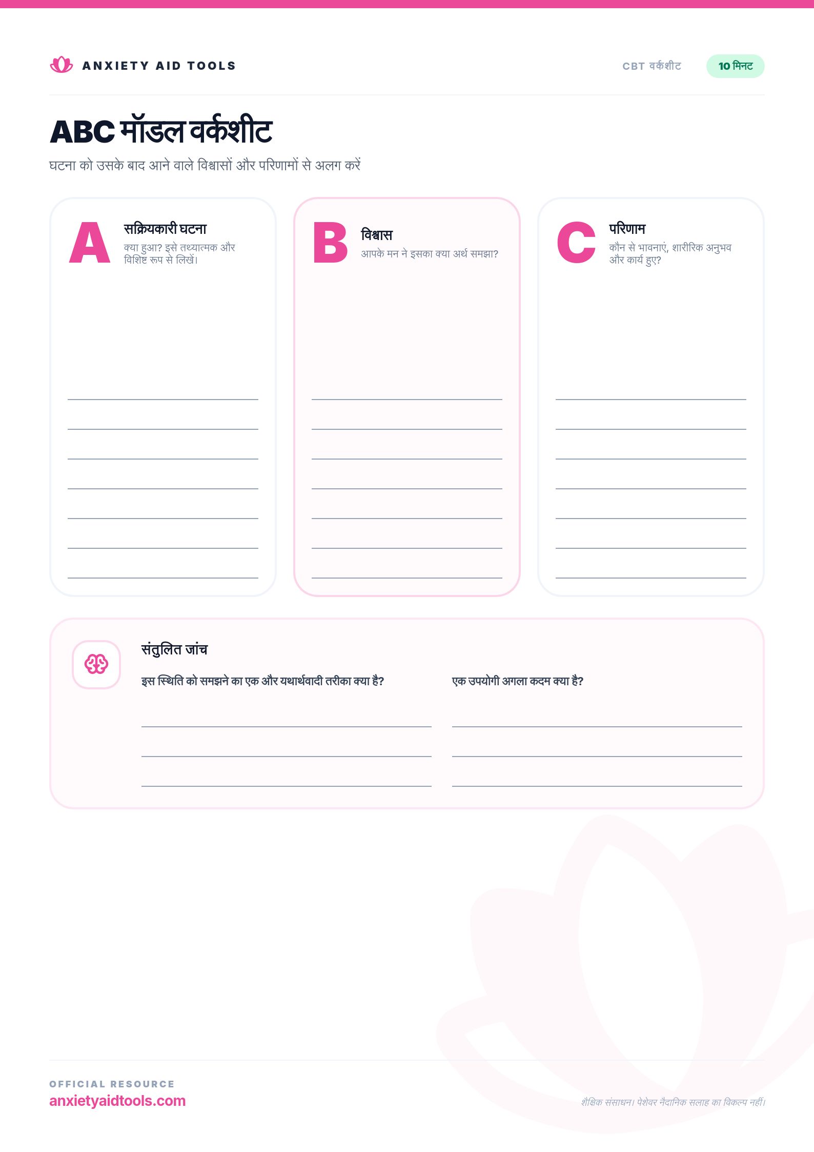 ABC Model Worksheet