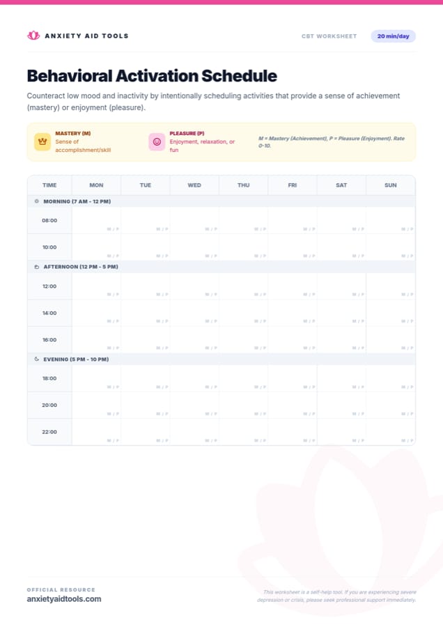 Behavioral Activation Schedule