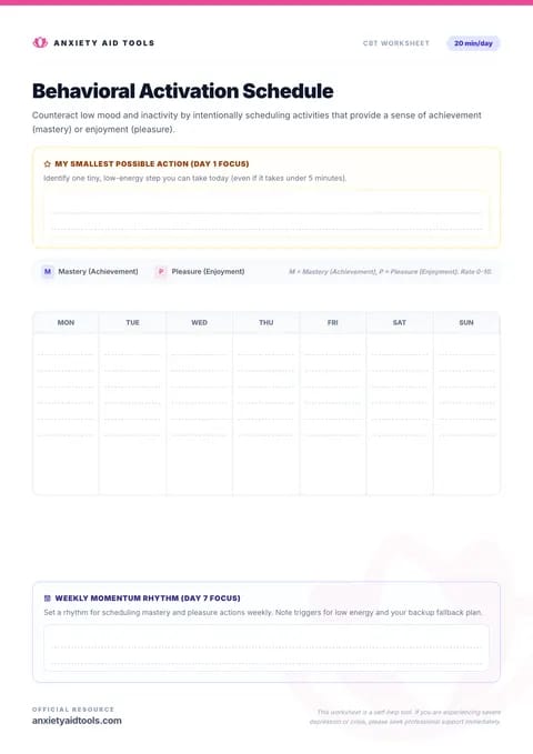 Behavioral Activation Schedule