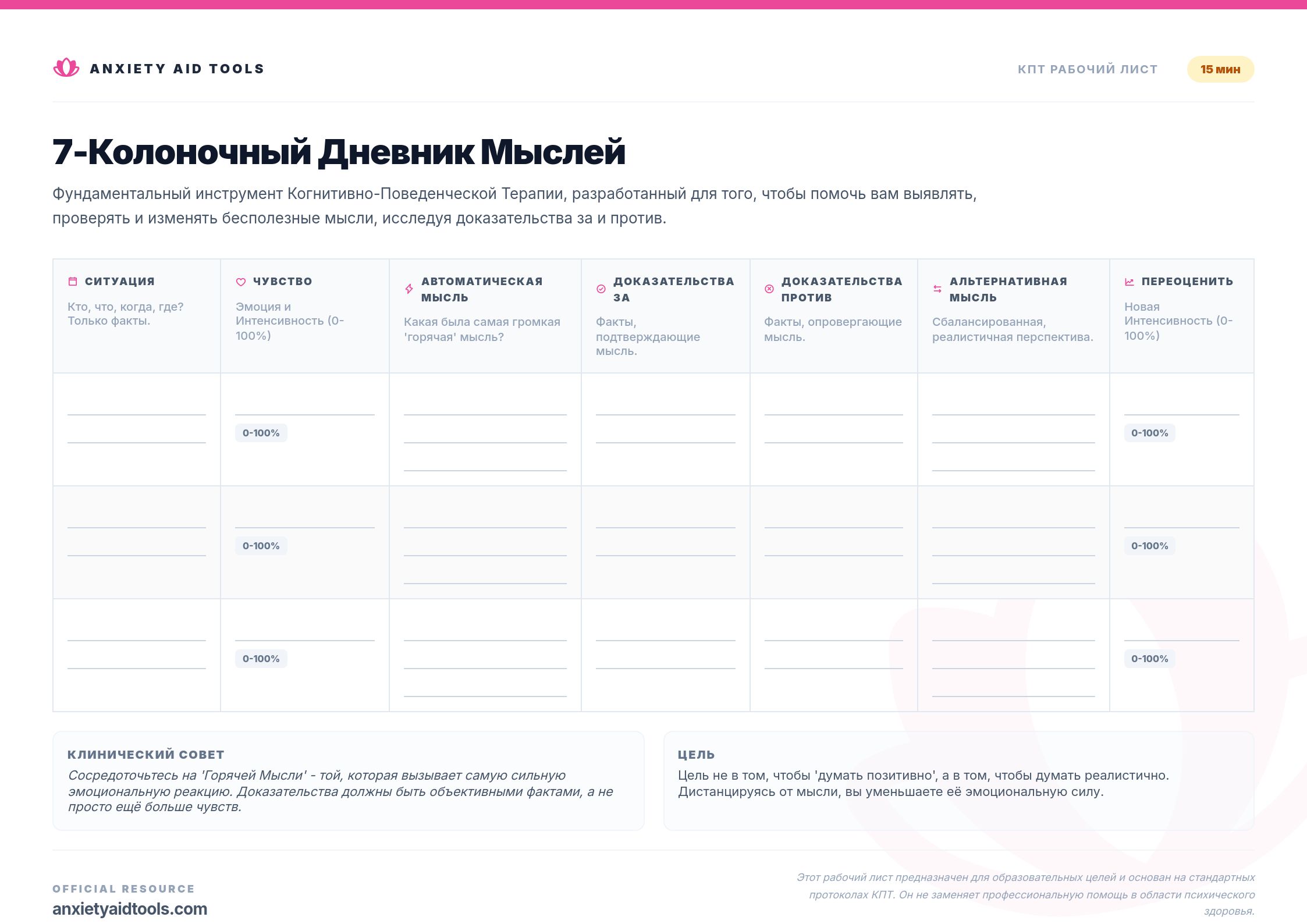 7-Колоночный Дневник Мыслей
