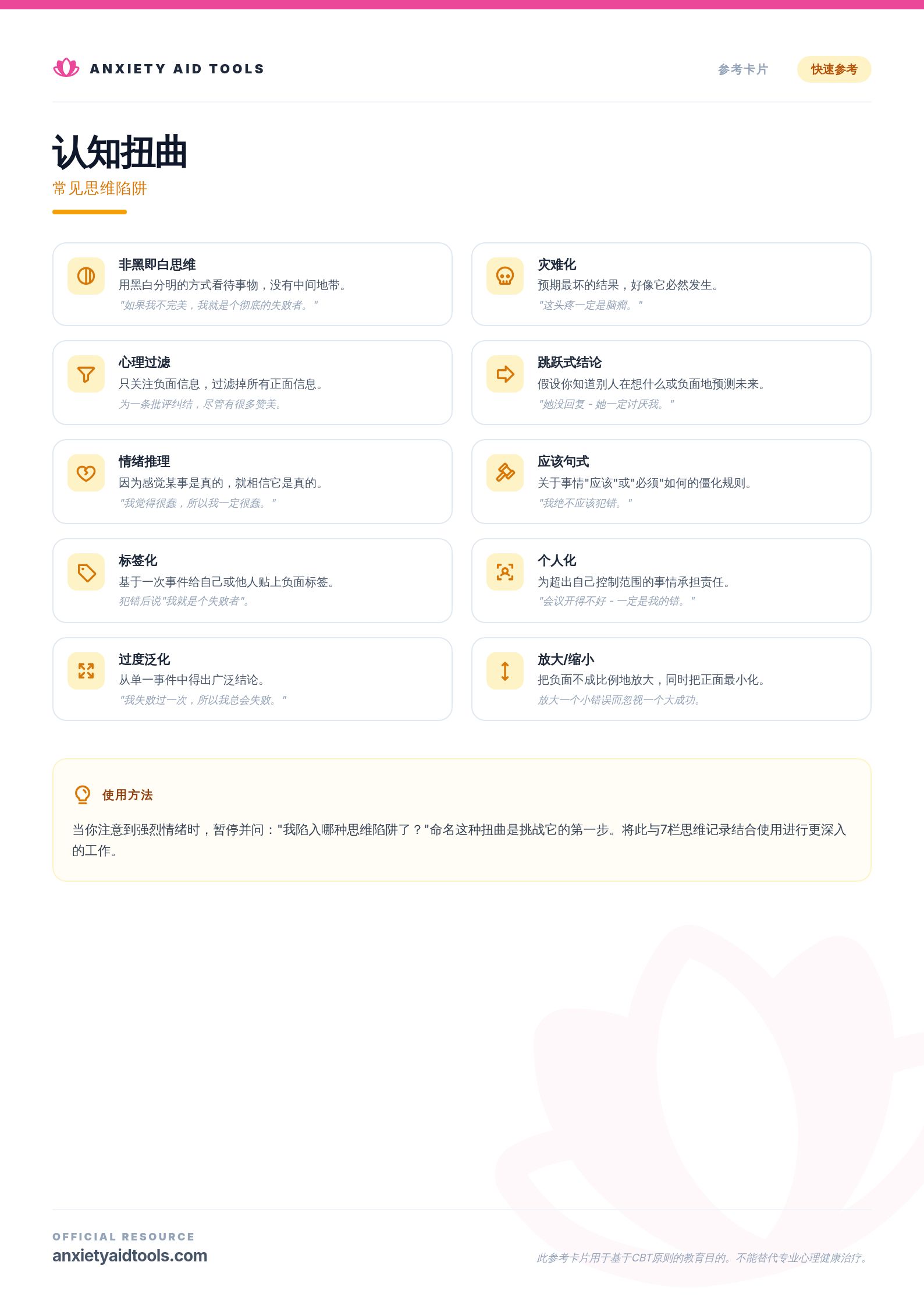 认知扭曲速查表