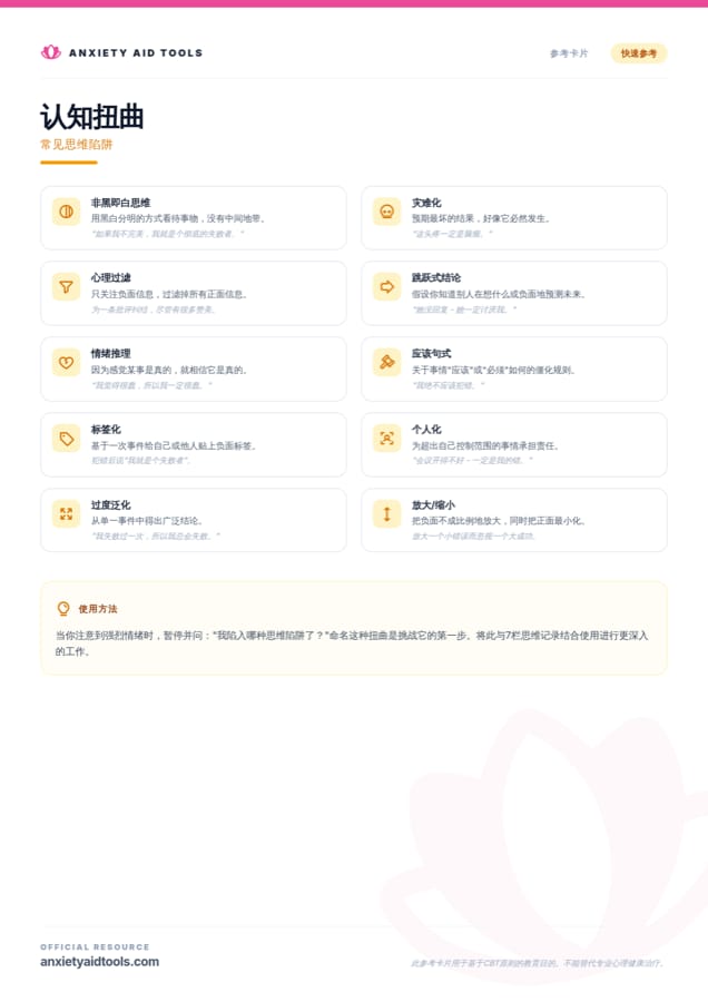 认知扭曲速查表