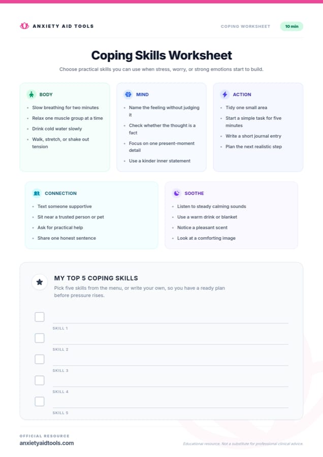Coping Skills Worksheet