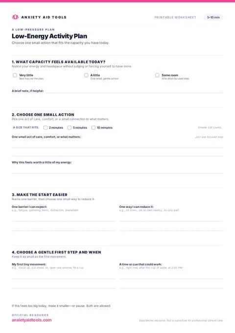 Low-Energy Activity Plan