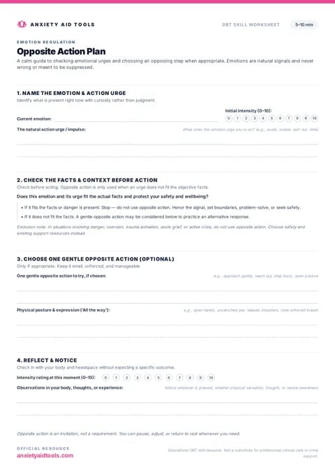 Opposite Action Plan