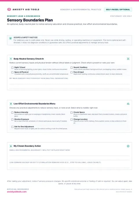 Sensory Boundaries Plan