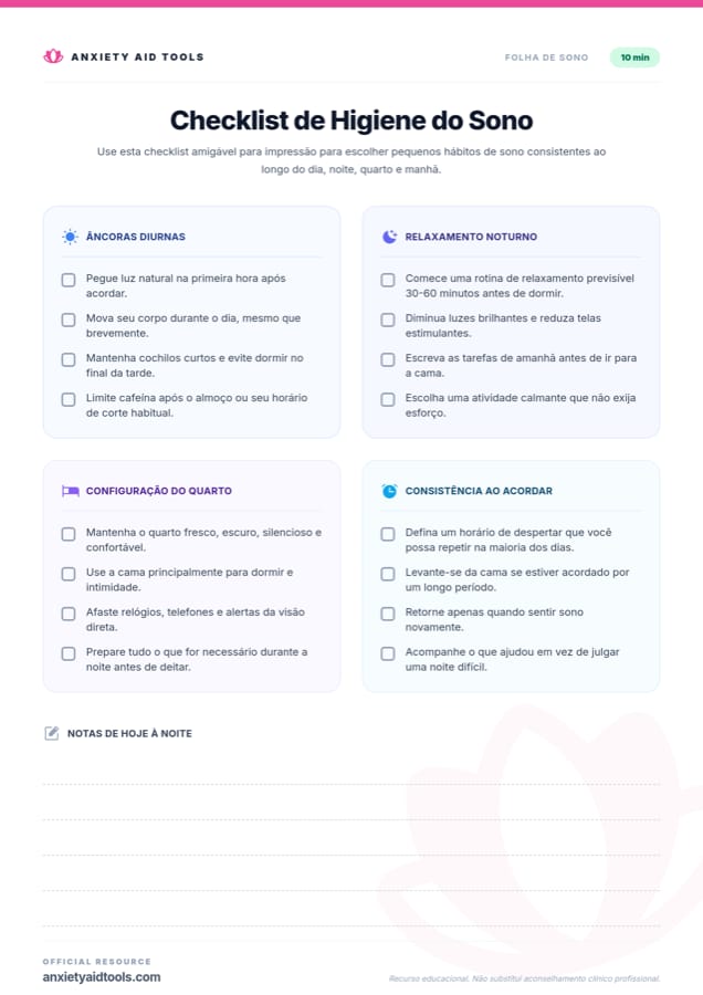 Lista de Verificação de Higiene do Sono