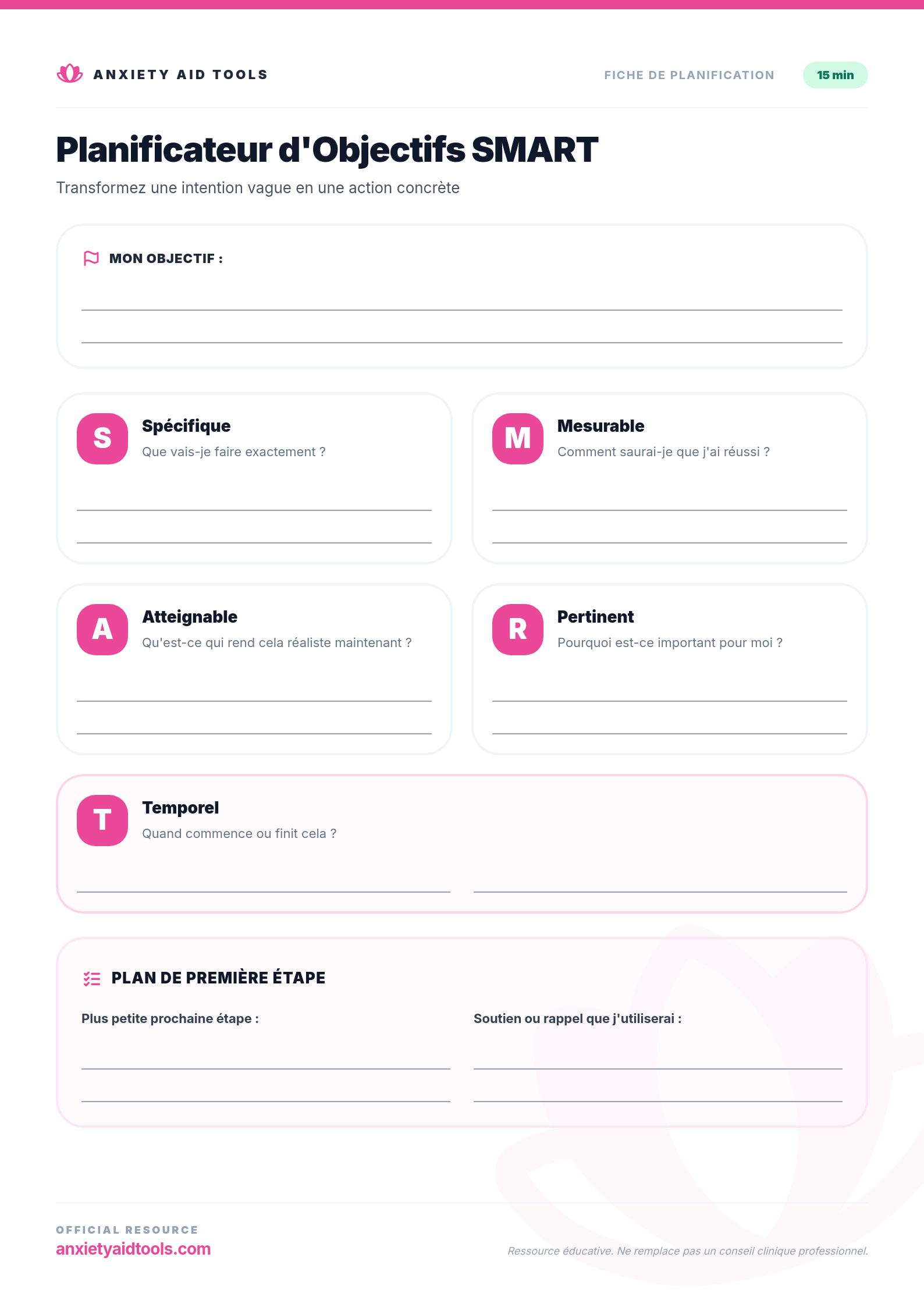 Planificateur d'Objectifs SMART