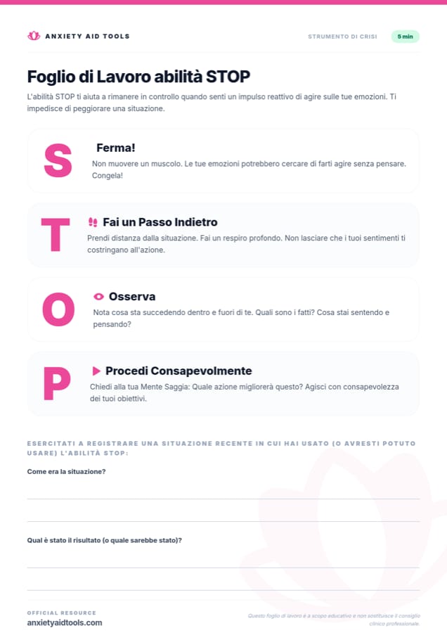 Foglio di Lavoro Abilità STOP