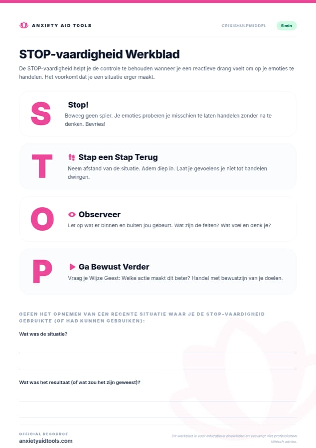 STOP Vaardigheid Werkblad