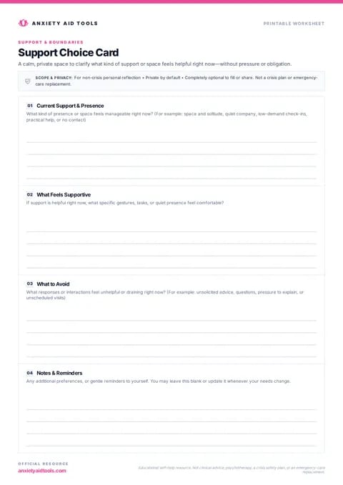Support Choice Card