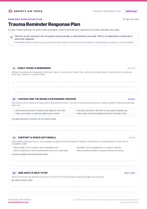 Trauma Reminder Response Plan