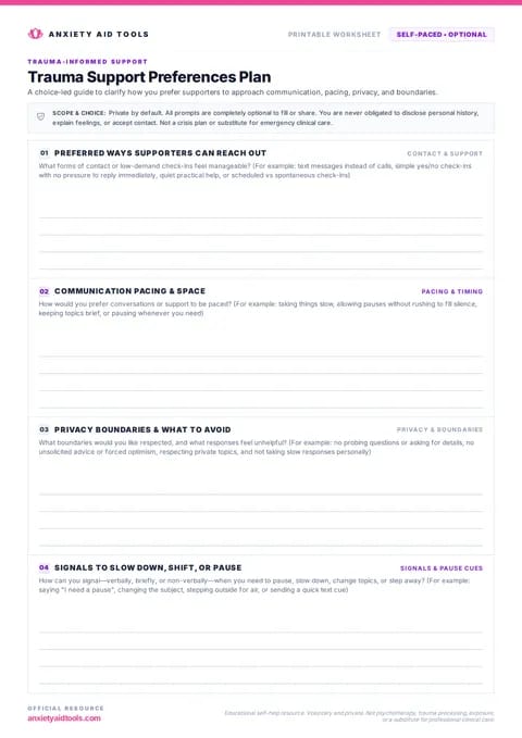 Trauma Support Preferences Plan
