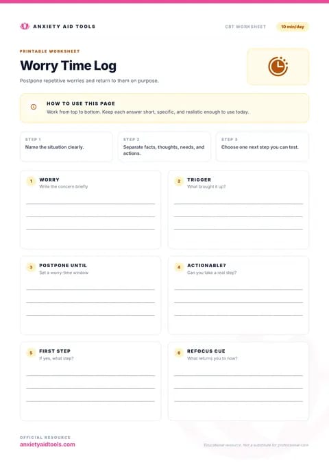 Worry Time Log