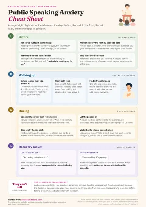 Preview of the Public Speaking cheat sheet