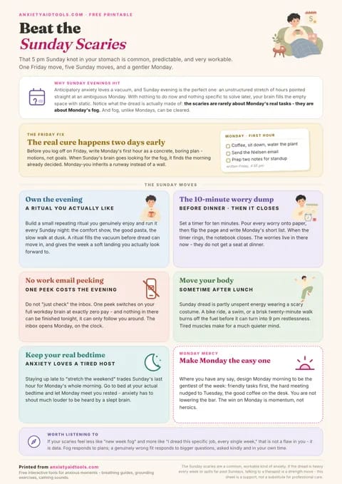 Preview of the Sunday Scaries cheat sheet