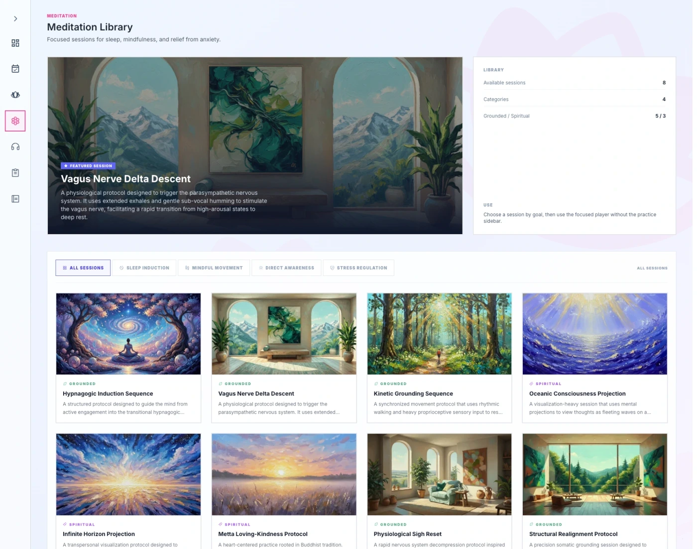 Guided meditation library