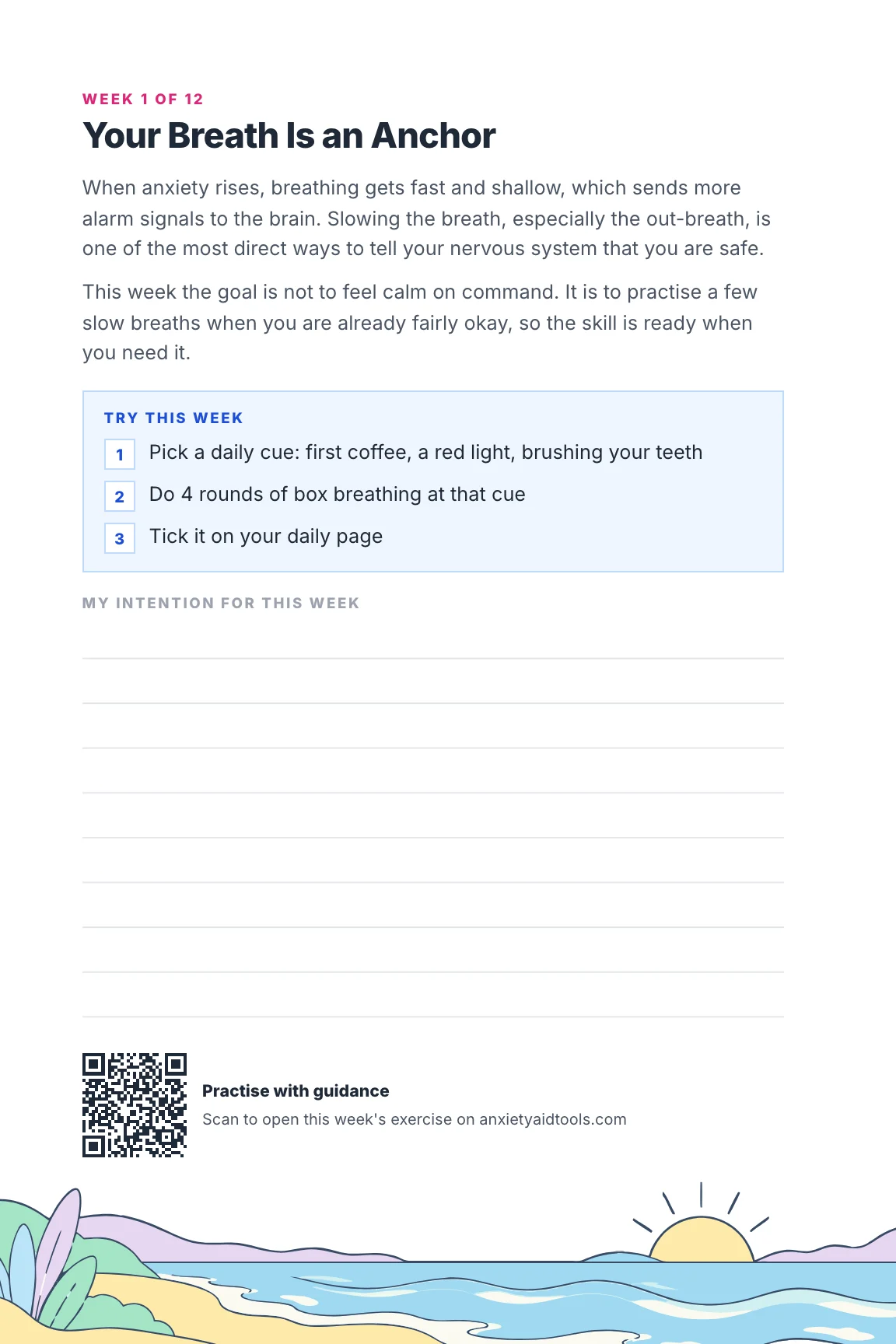 The Anxiety Aid Journal, a short lesson page