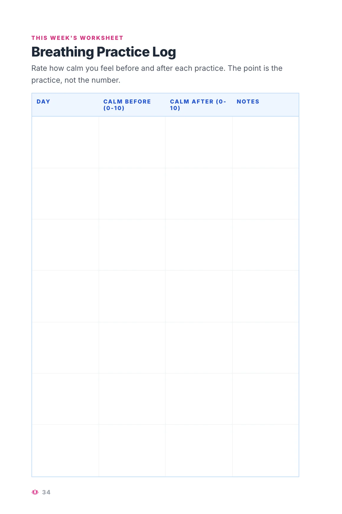 The Anxiety Aid Journal, a worksheet page