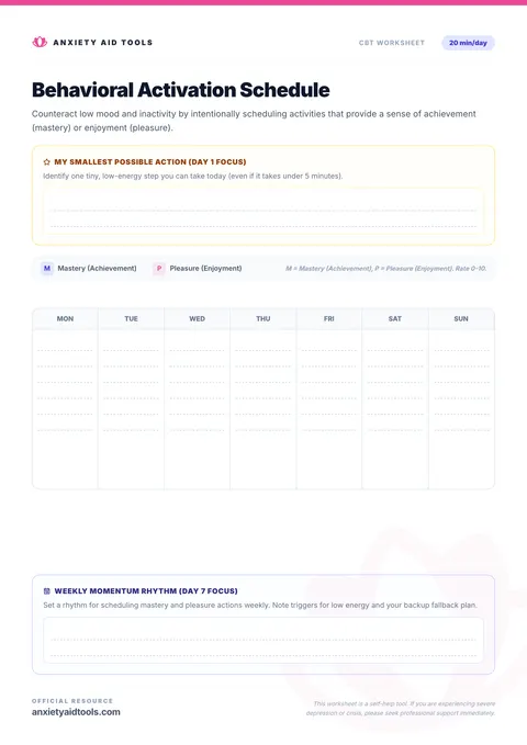 Behavioral Activation Schedule